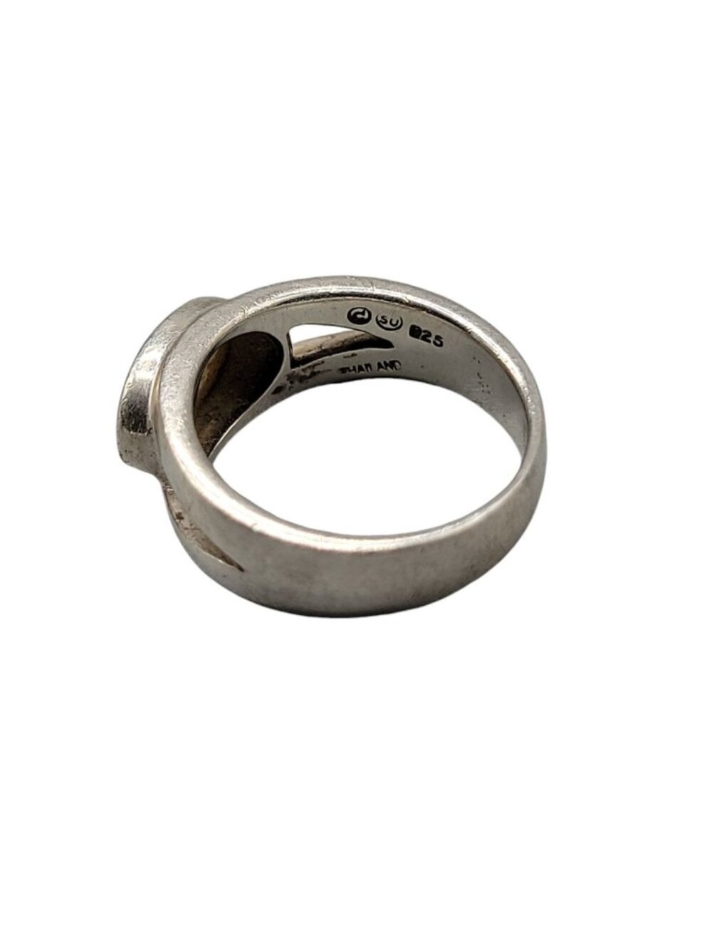 SU Sterling Silver Mother Of Pearl Ring Size 8 Band Style Thailand 925 Gemstone - Picture 15 of 16